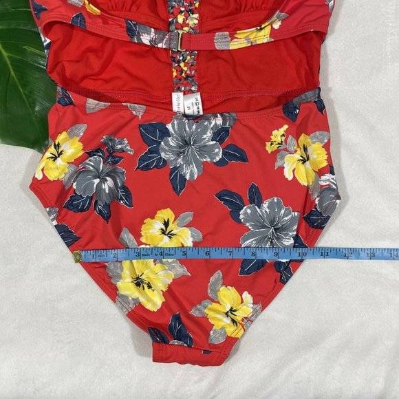 NWT $89 Ambrielle Hawaiian Floral One Piece Swimsuit in‎ Red [SZ Medium ] #3902 - Picture 12 of 12
